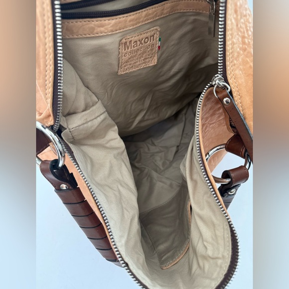 Maxon Collection Leather Italy Hobo Slouchy Shoulder Bag Boho - Picture 9 of 10